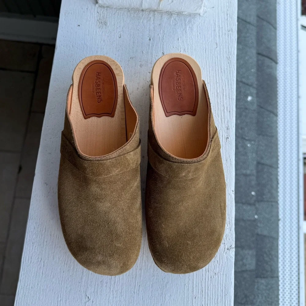 Swedish Hasbeens Husband Clog in Tobacco Suede NWOT - Picture 2 of 7